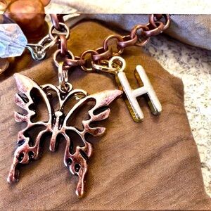 Harry Styles inspired butterfly Initial H and crystal necklace